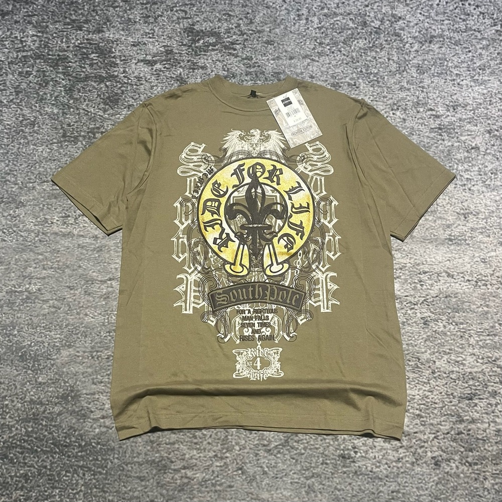 NWT Southpole T Shirt Mens Medium Green Cyber Grunge Skater Vintage Y2K